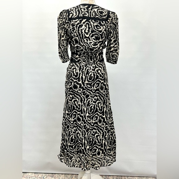 BA&SH Black and white abstract print midi dress size S. - Picture 8 of 16